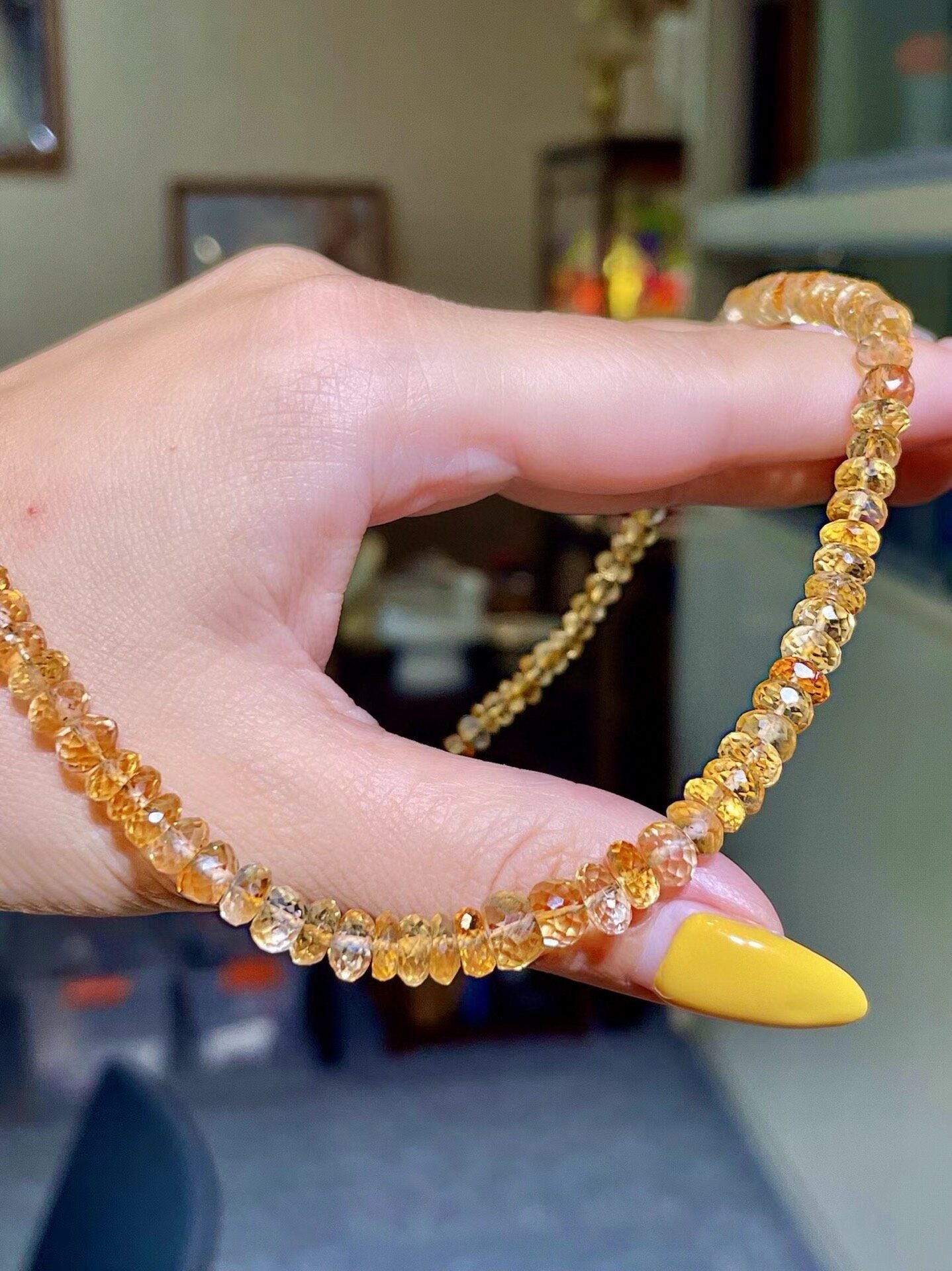 Faceted Citrine Bead Necklace, 42cm, 20.6g
