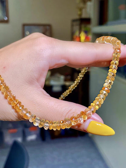 Faceted Citrine Bead Necklace, 42cm, 20.6g