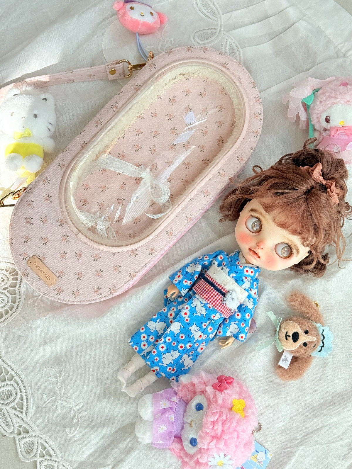 Handmade Doll Carrier Bag Floral Window