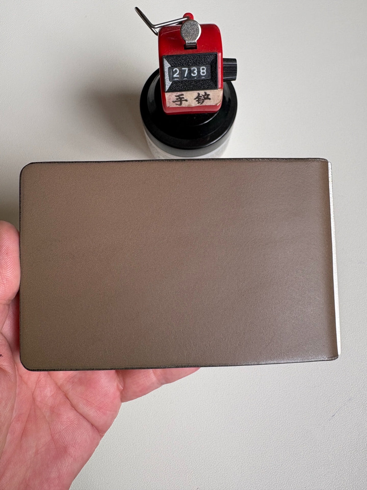 Handmade Leather Binder Six-Ring Khaki Gray