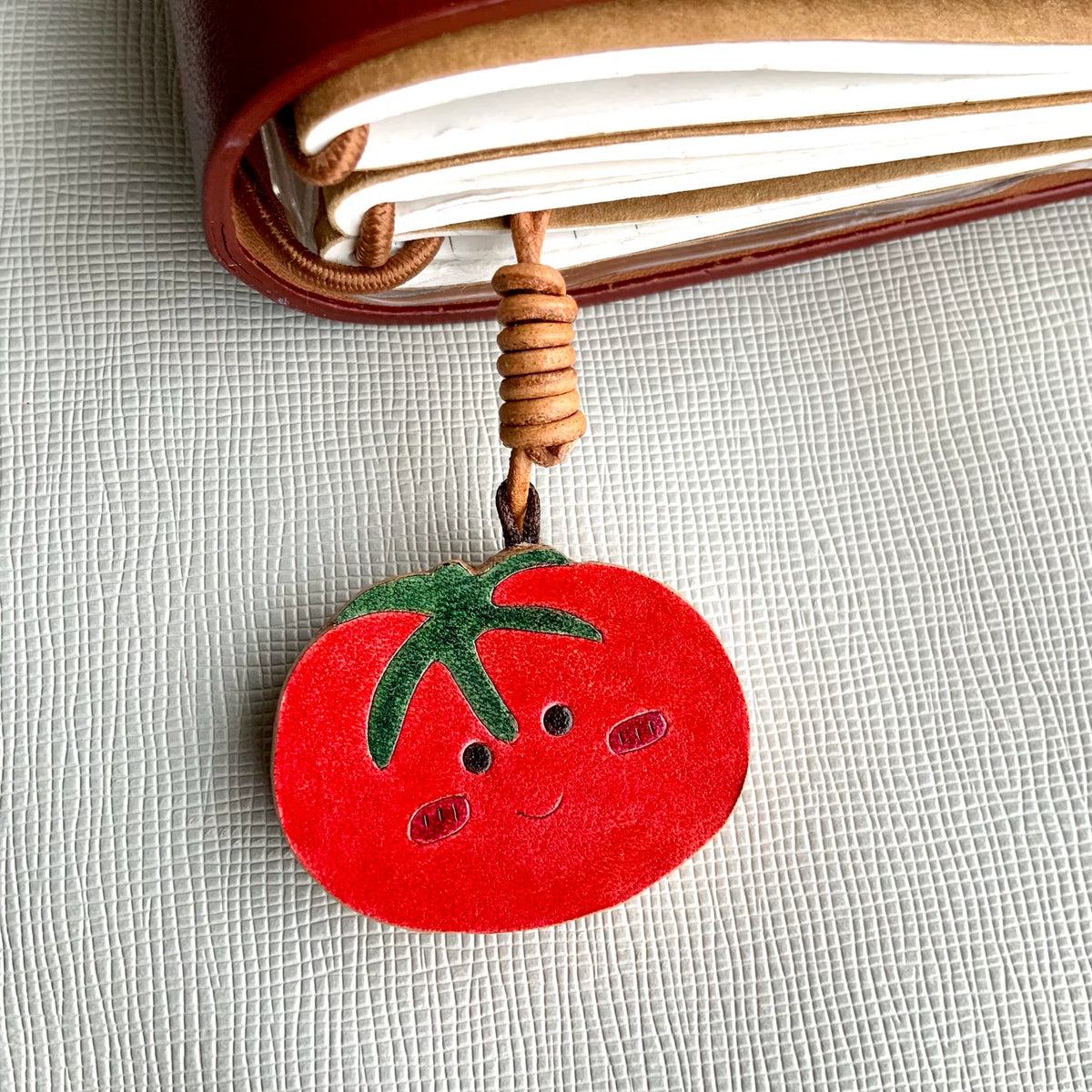 Hand Painted Leather Tomato Bag Charm