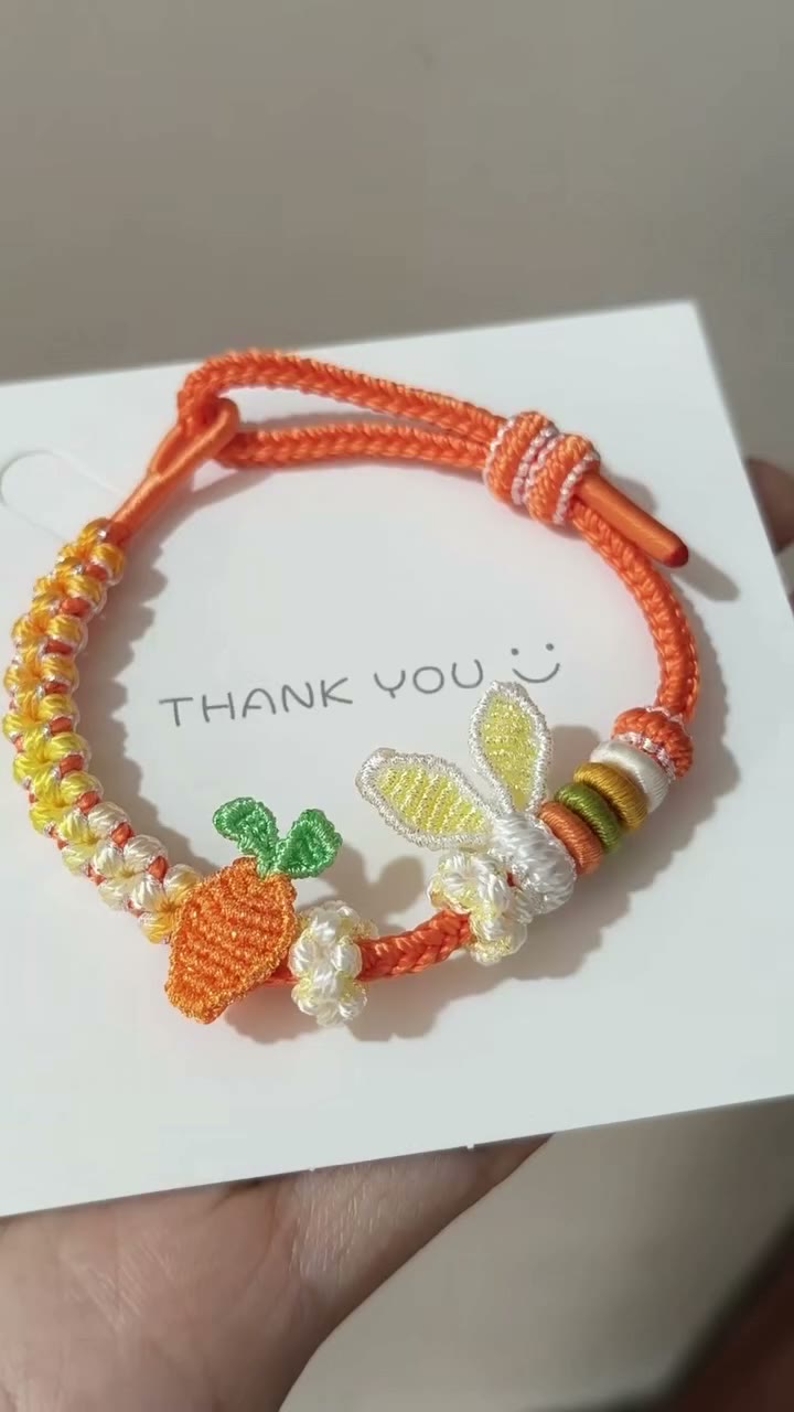 Handwoven Carrot Bunny Ear Bracelet
