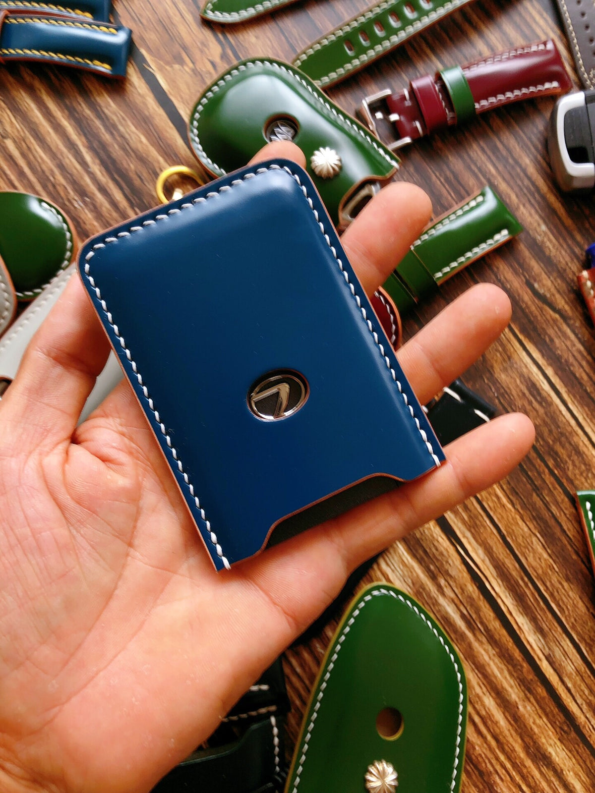 Handcrafted Shell Cordovan Card Key Case for Lexus