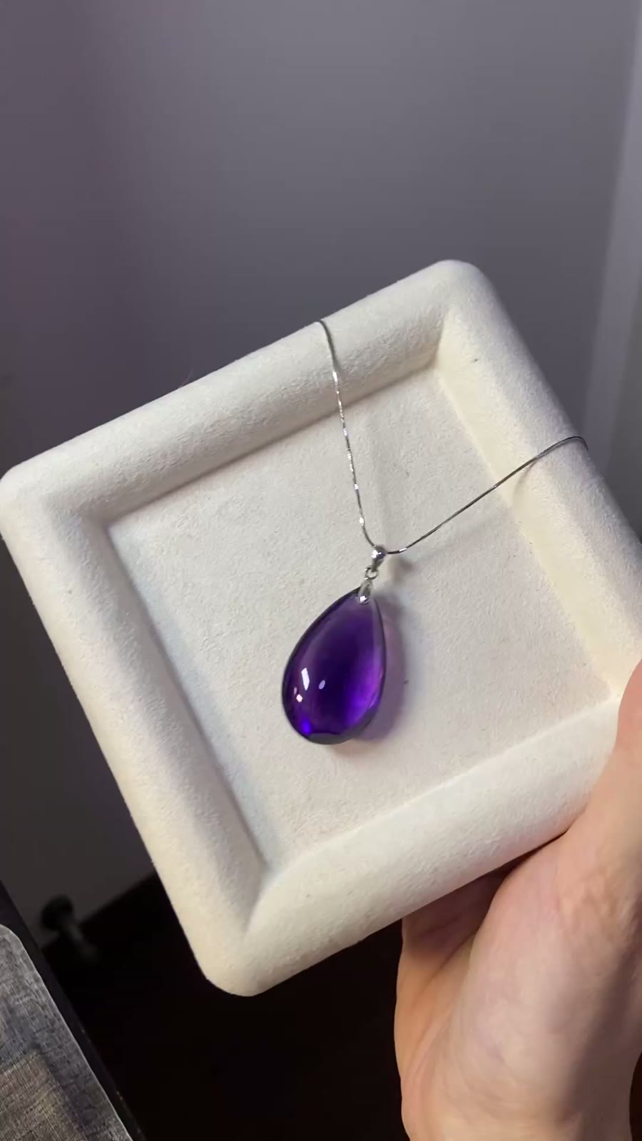 Natural Brazilian Amethyst Teardrop Pendant 925 Silver