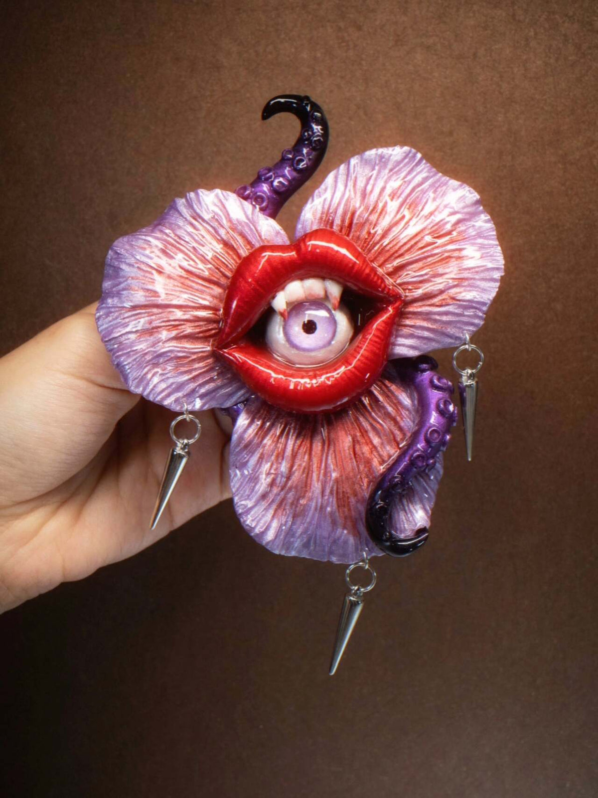 Gothic Tentacle Eye Lips Pendant Necklace