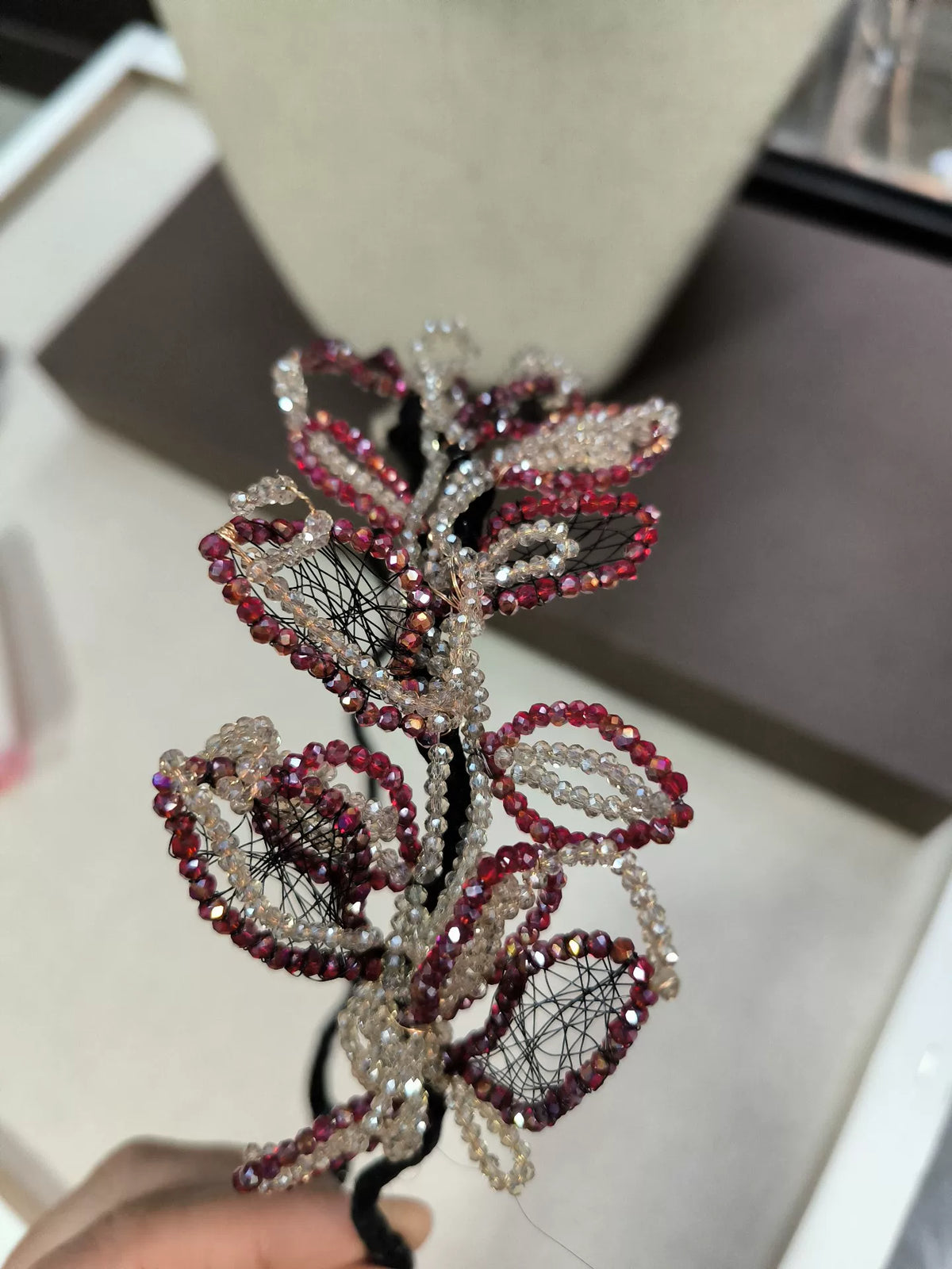 Copper Wire Red Crystal Bead Headband