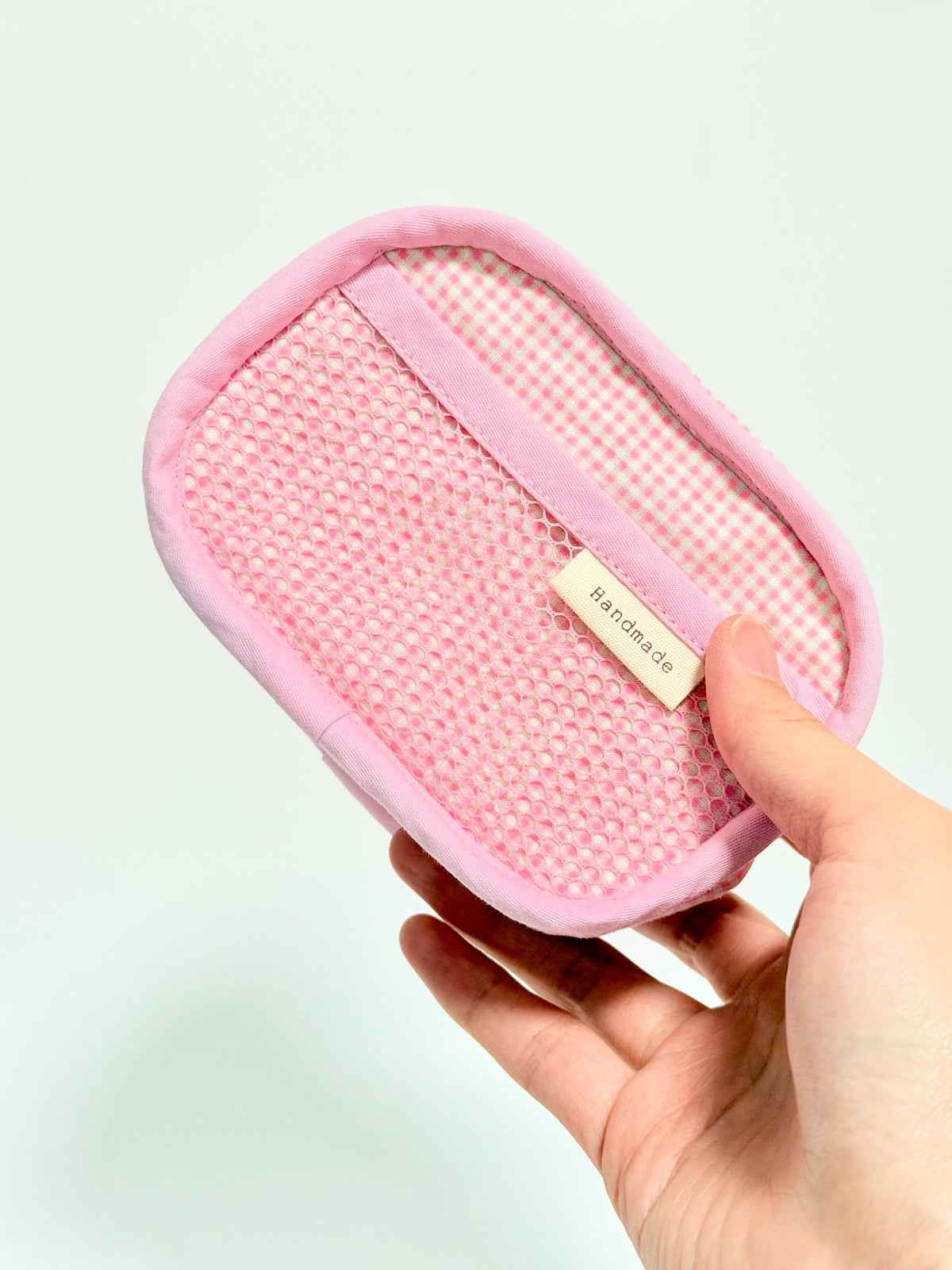 Fluorescent Pink Quilted Storage Bag with Pom Pom