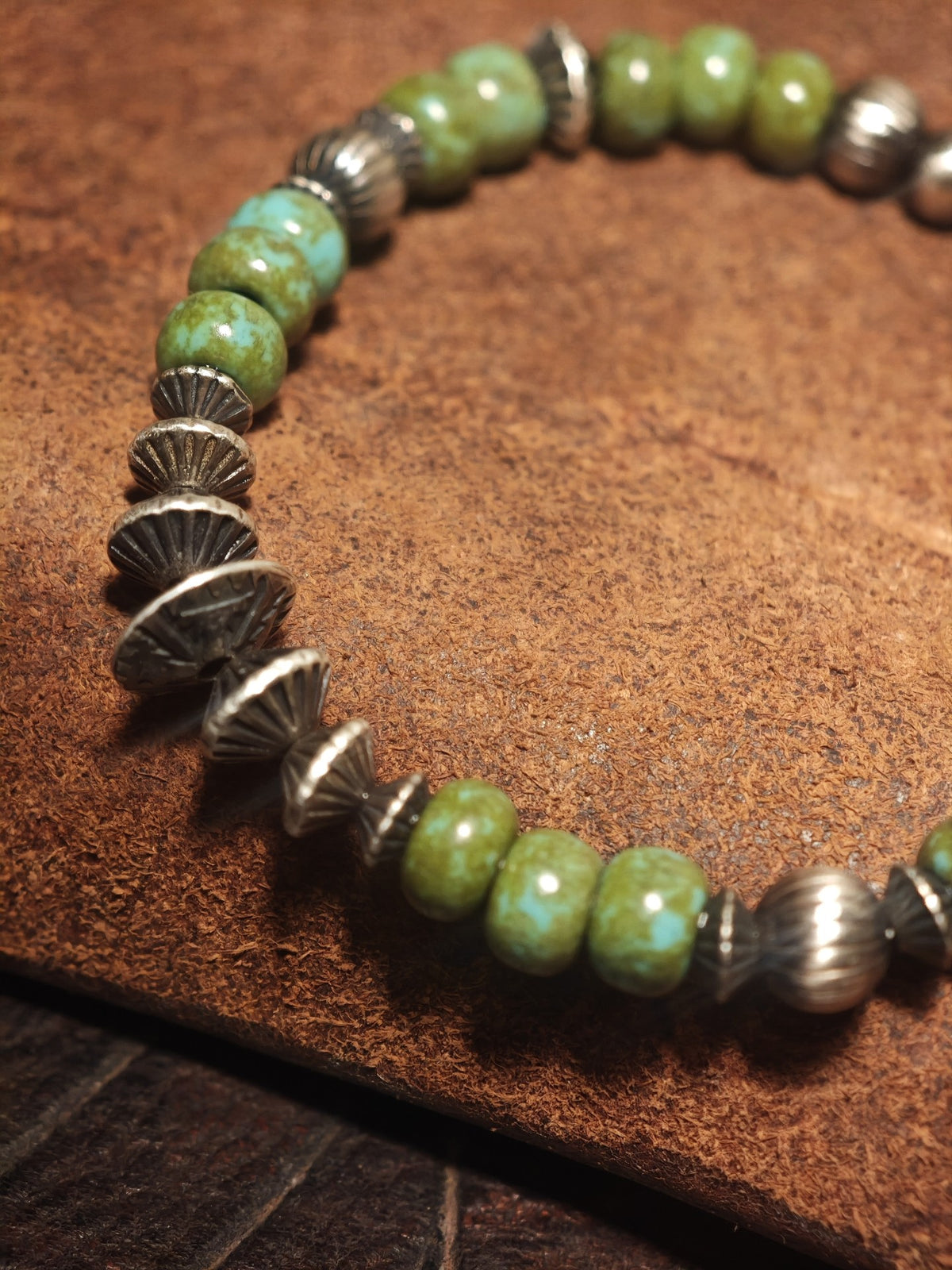 925 Silver Navajo Flying Saucer Bead Bracelet