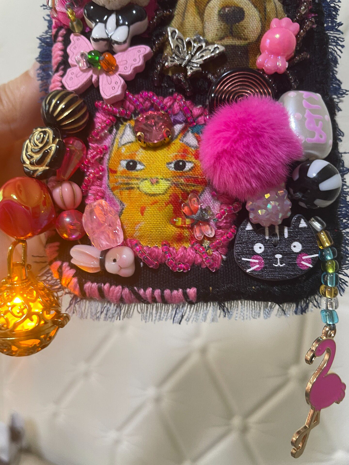 Denim Phone Case with Animal Charms