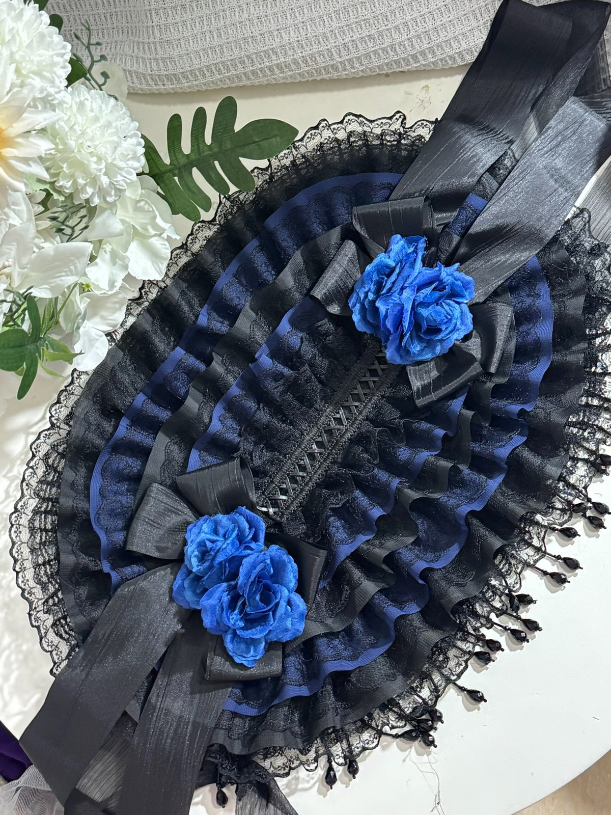 Handmade Lolita Pearl Fringe Gothic Hat