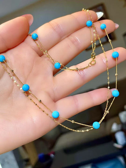 Sleeping Beauty Turquoise Double-Chain Necklace, 40cm