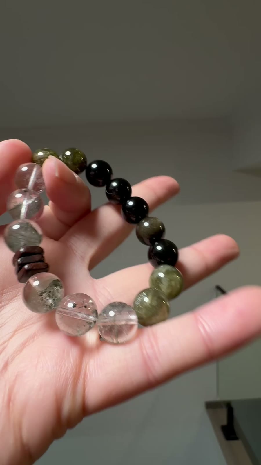 Green Phantom Obsidian Tsavorite Crystal Bracelet