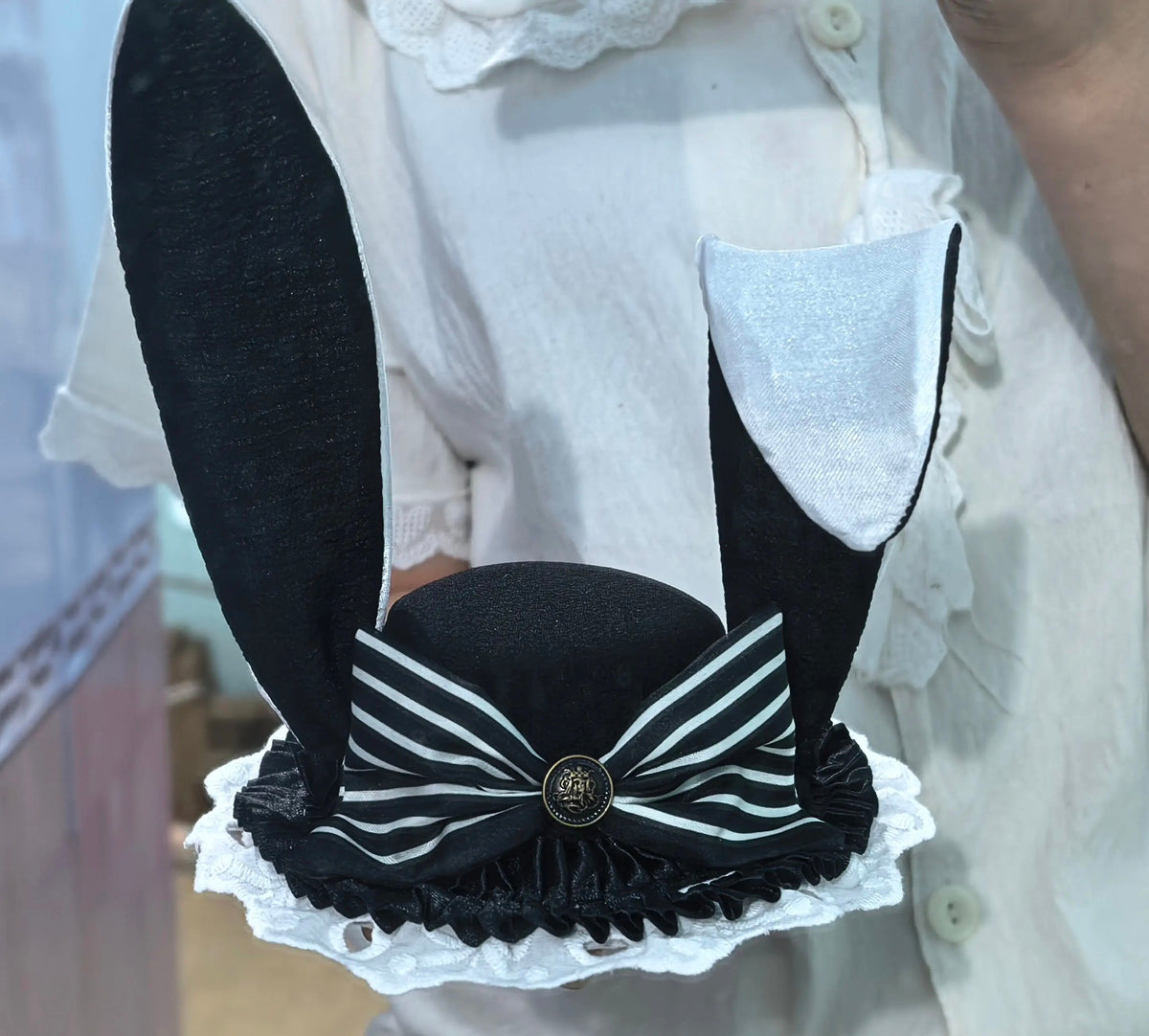 Handmade Black Bunny Ear Mini Top Hat