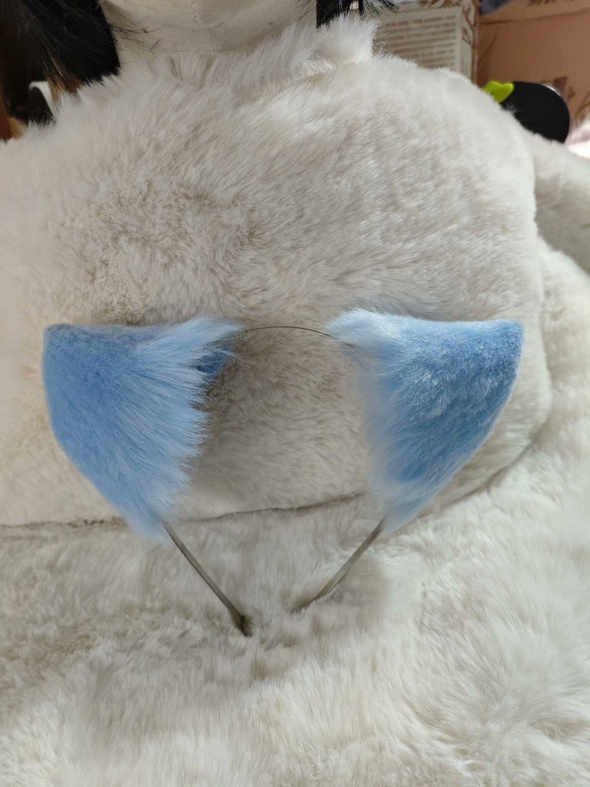 Blue Plush Cat Ear Headband