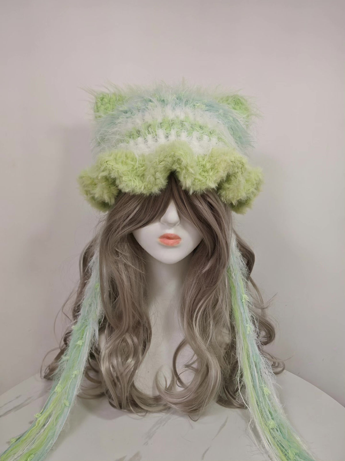 Green Cat Ear Knitted Hat