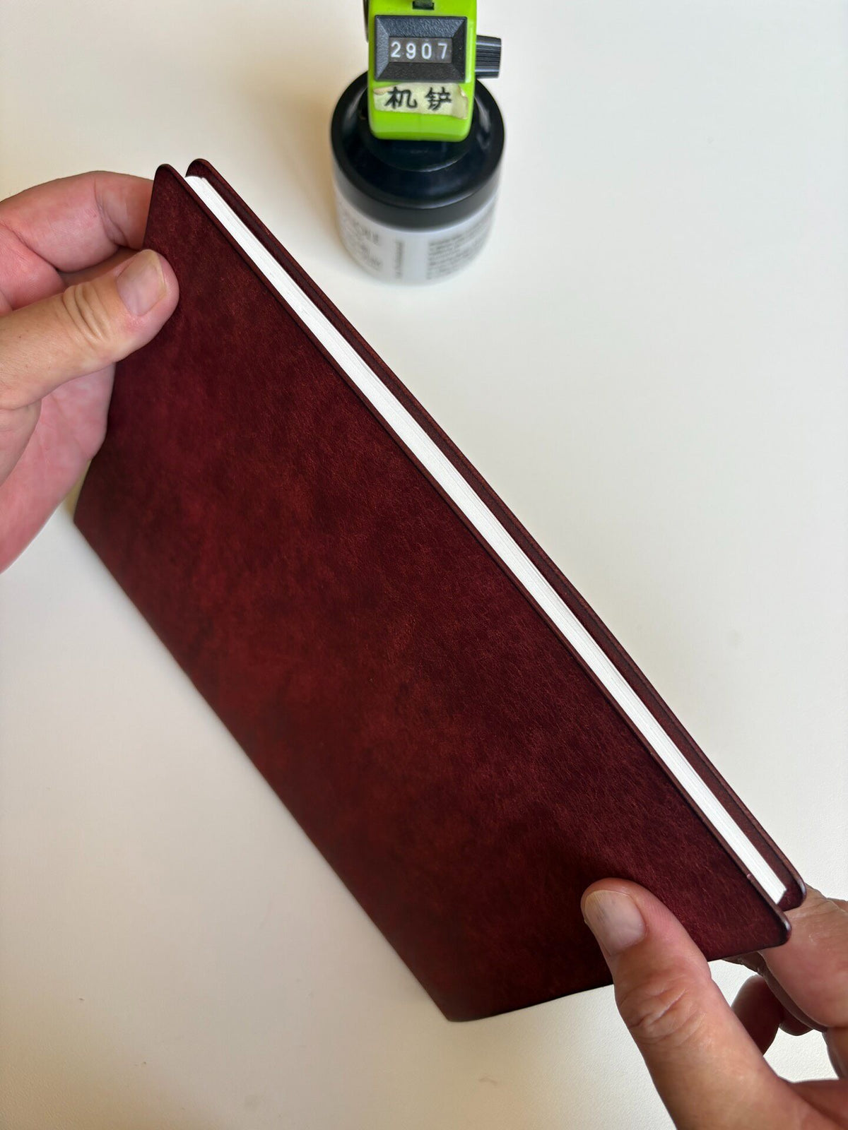 Handmade A5 Leather Ring Binder Wine Red