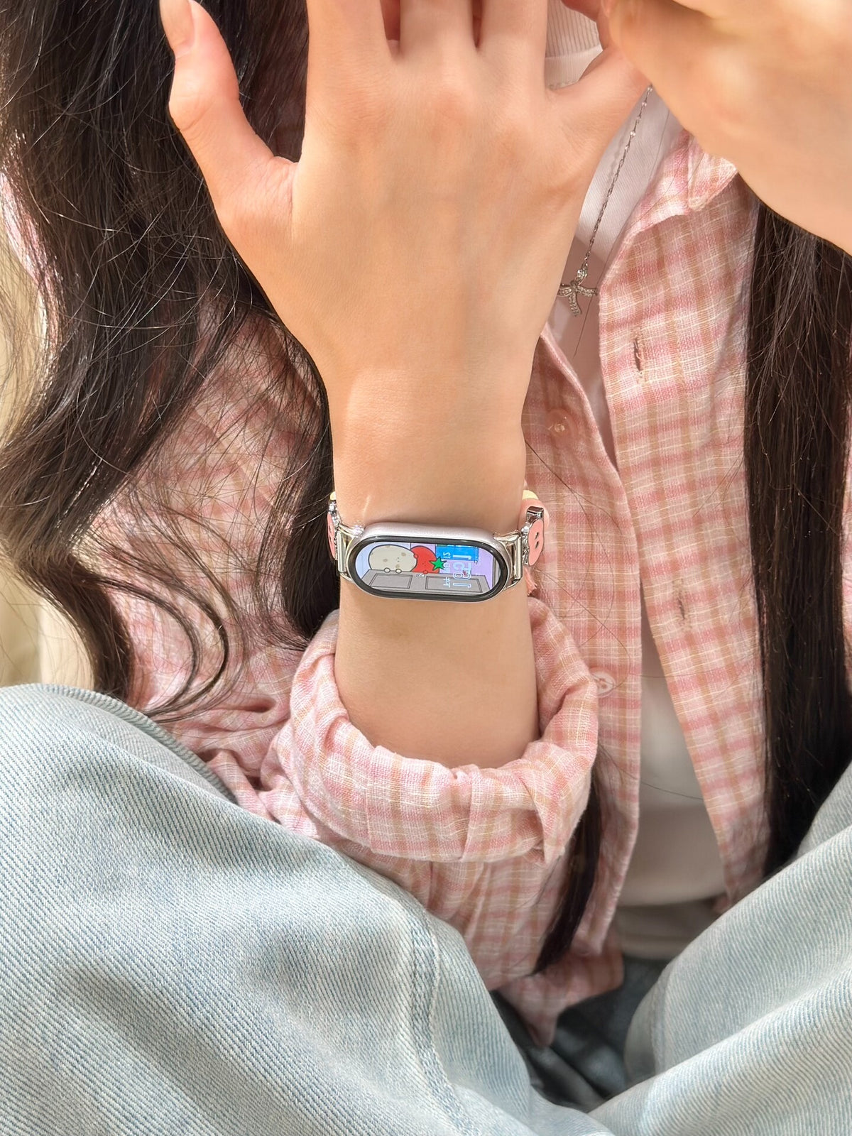 Pink Beaded Braided Band for Xiaomi Smart Band