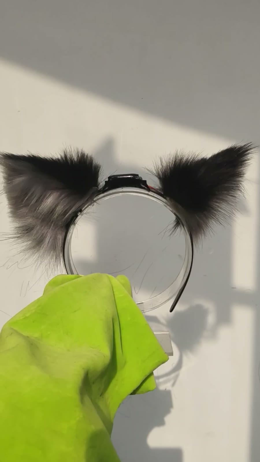 Motorized Cat Ears with Dark Gray Fur