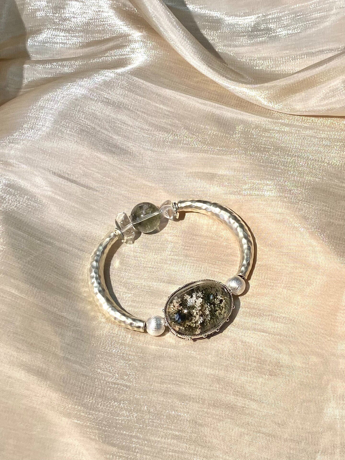 Phantom Quartz Silver Bangle Bracelet