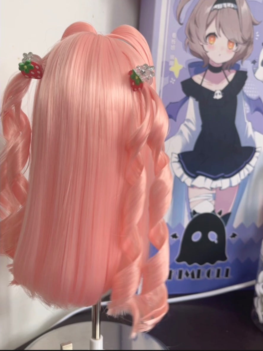 Pink Twin Tail Doll Wig with Braids