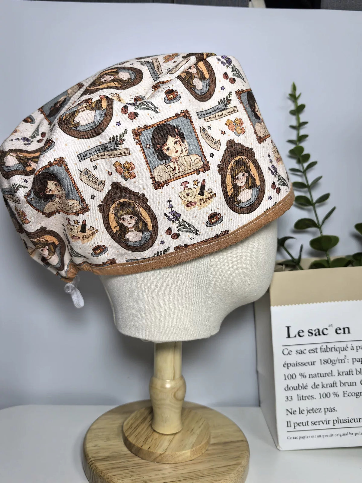Vintage Print Cotton Surgical Cap