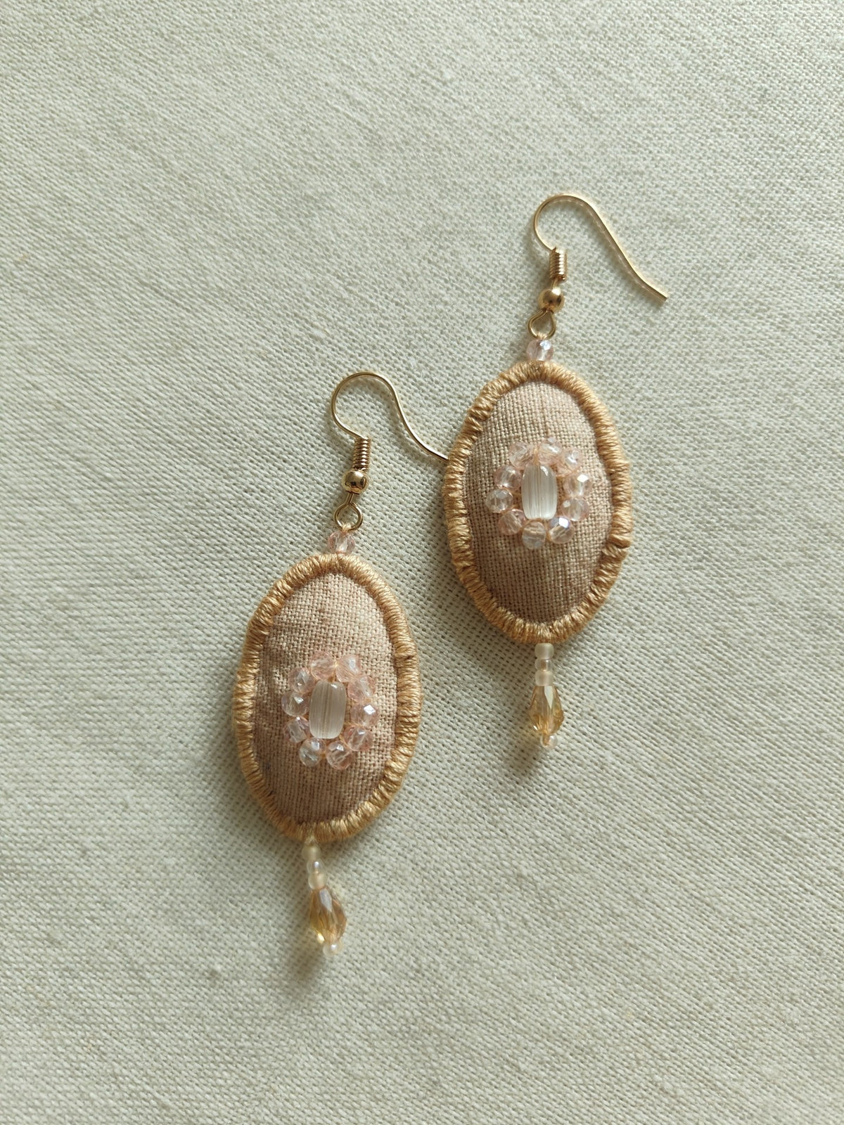 Handmade Fabric Earrings with Beaded Tassel