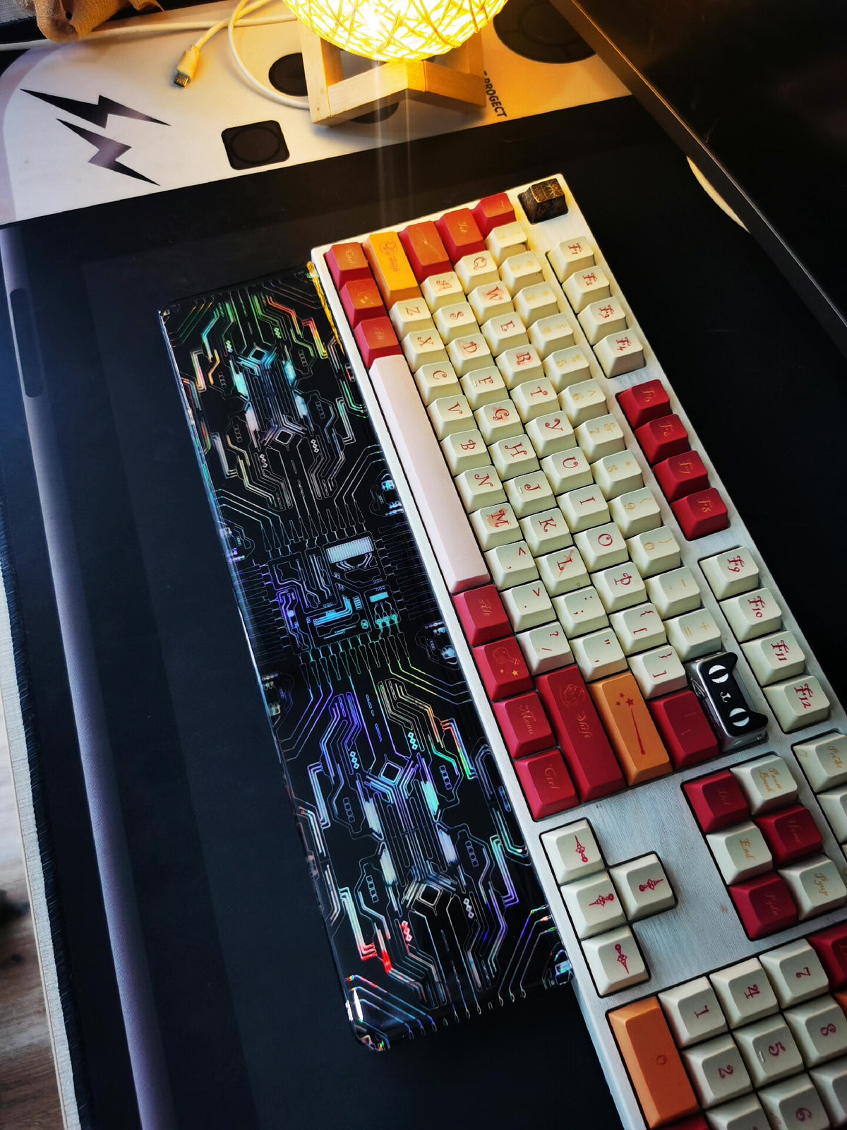 Resin Neon Circuit Keyboard Wrist Rest