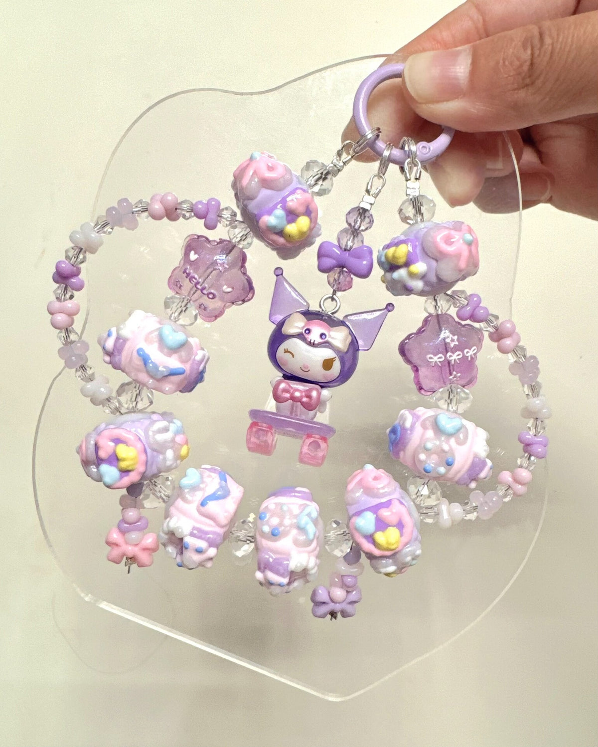 Kuromi Beaded Phone Charm Pendant