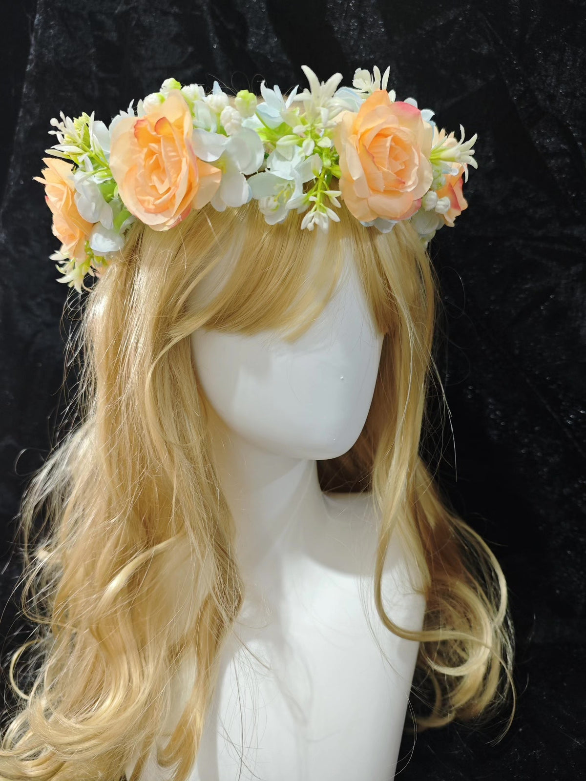 Orange Rose Floral Headpiece Handcrafted Crown