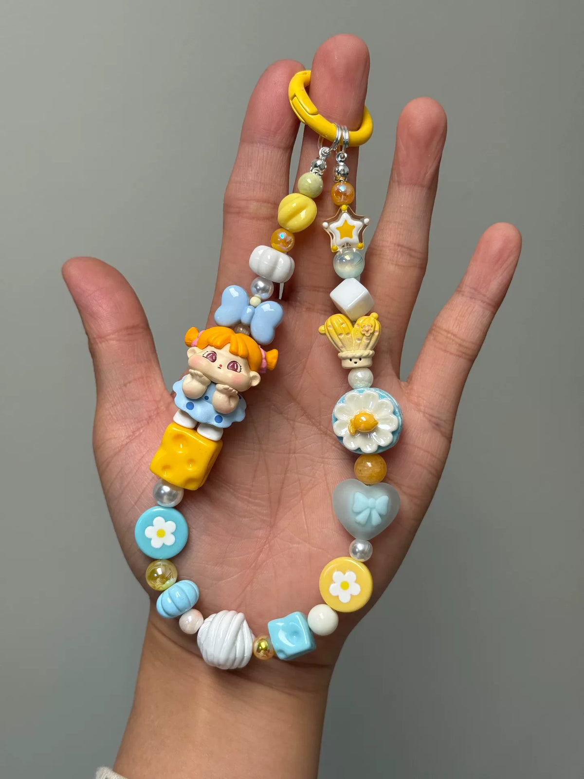 Pastel Beaded Phone Strap Bag Charm Keychain