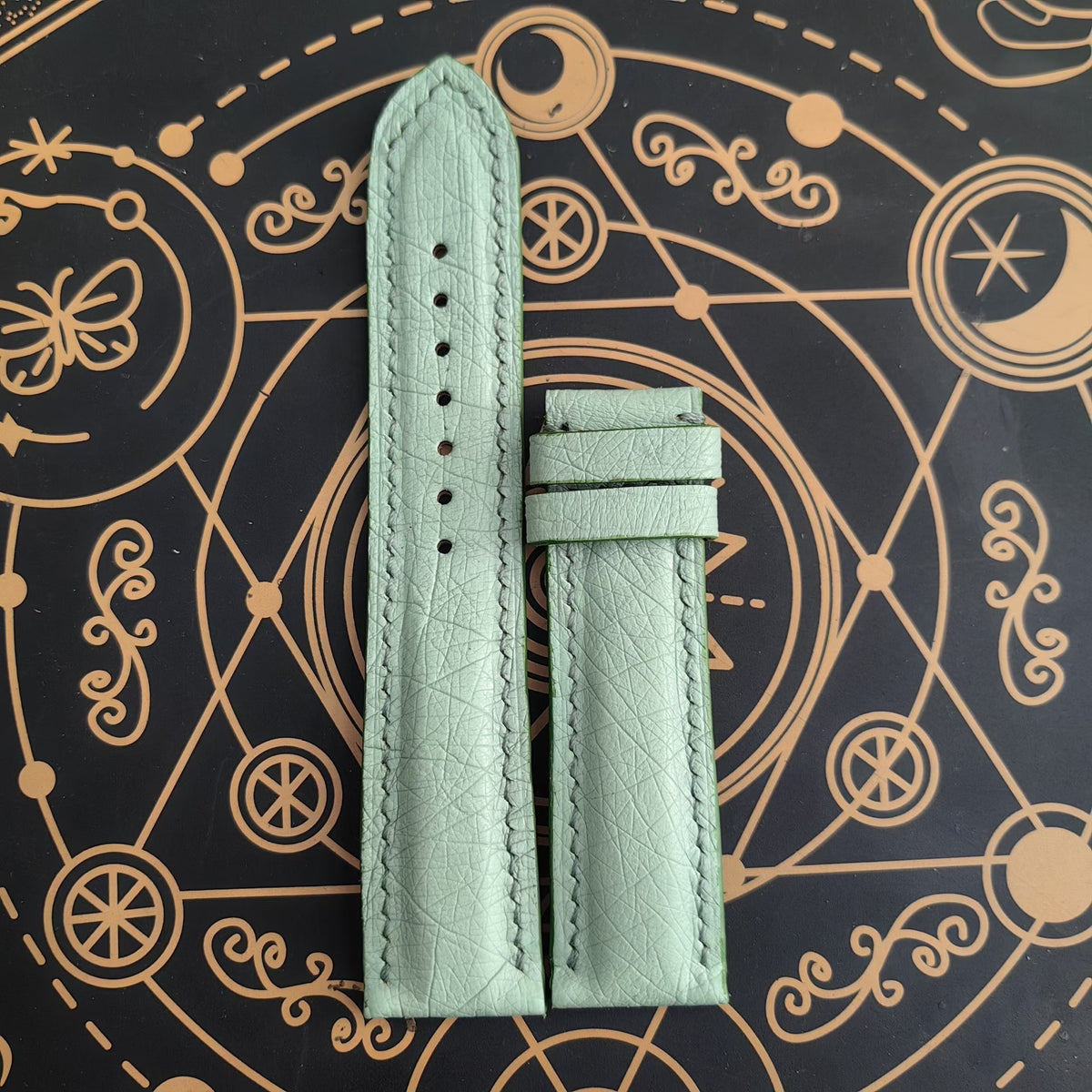 Handmade Ostrich Leather Watch Strap Apple Green