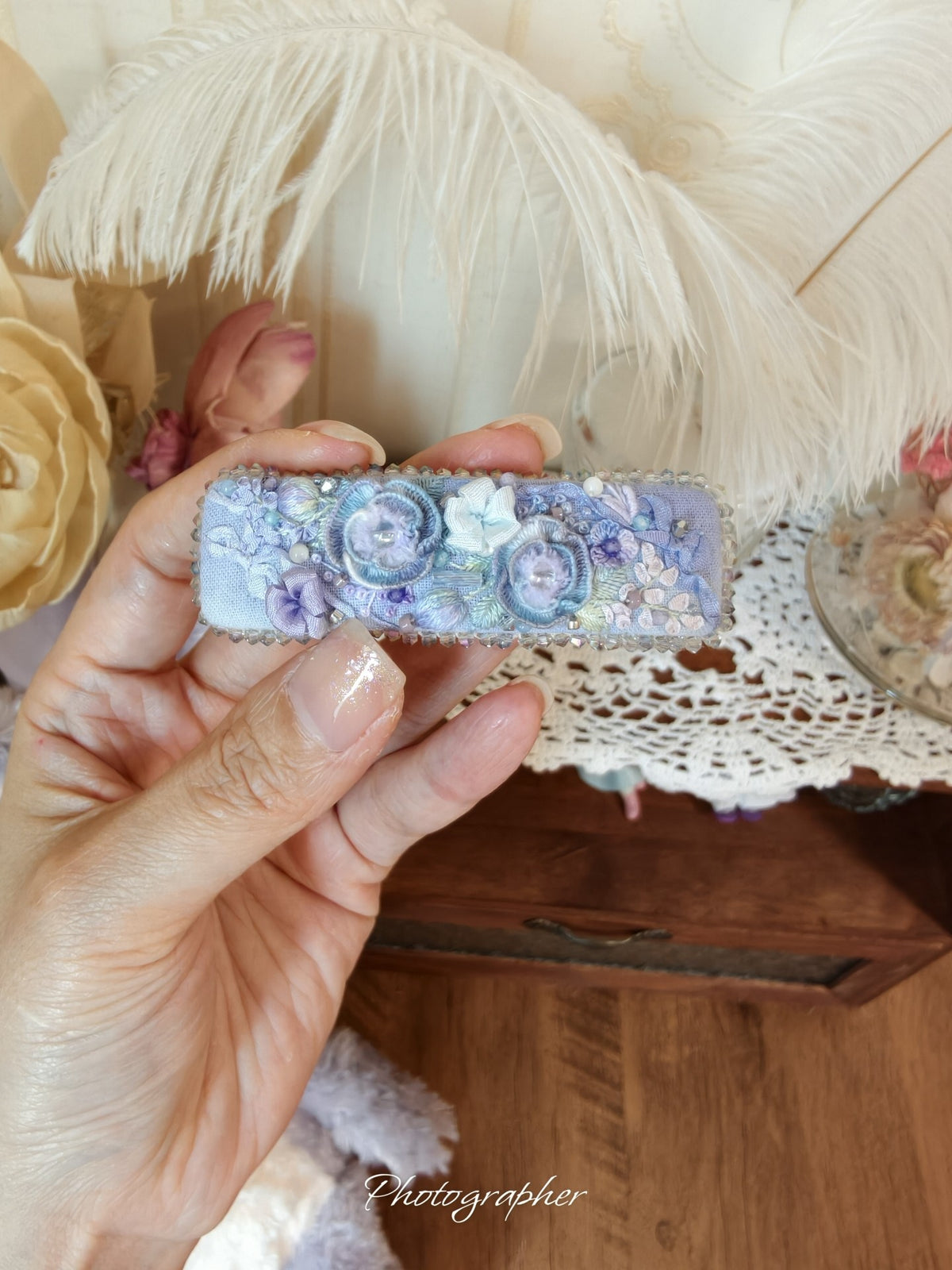 Handmade Gothic Strawberry Embroidery Hair Clips