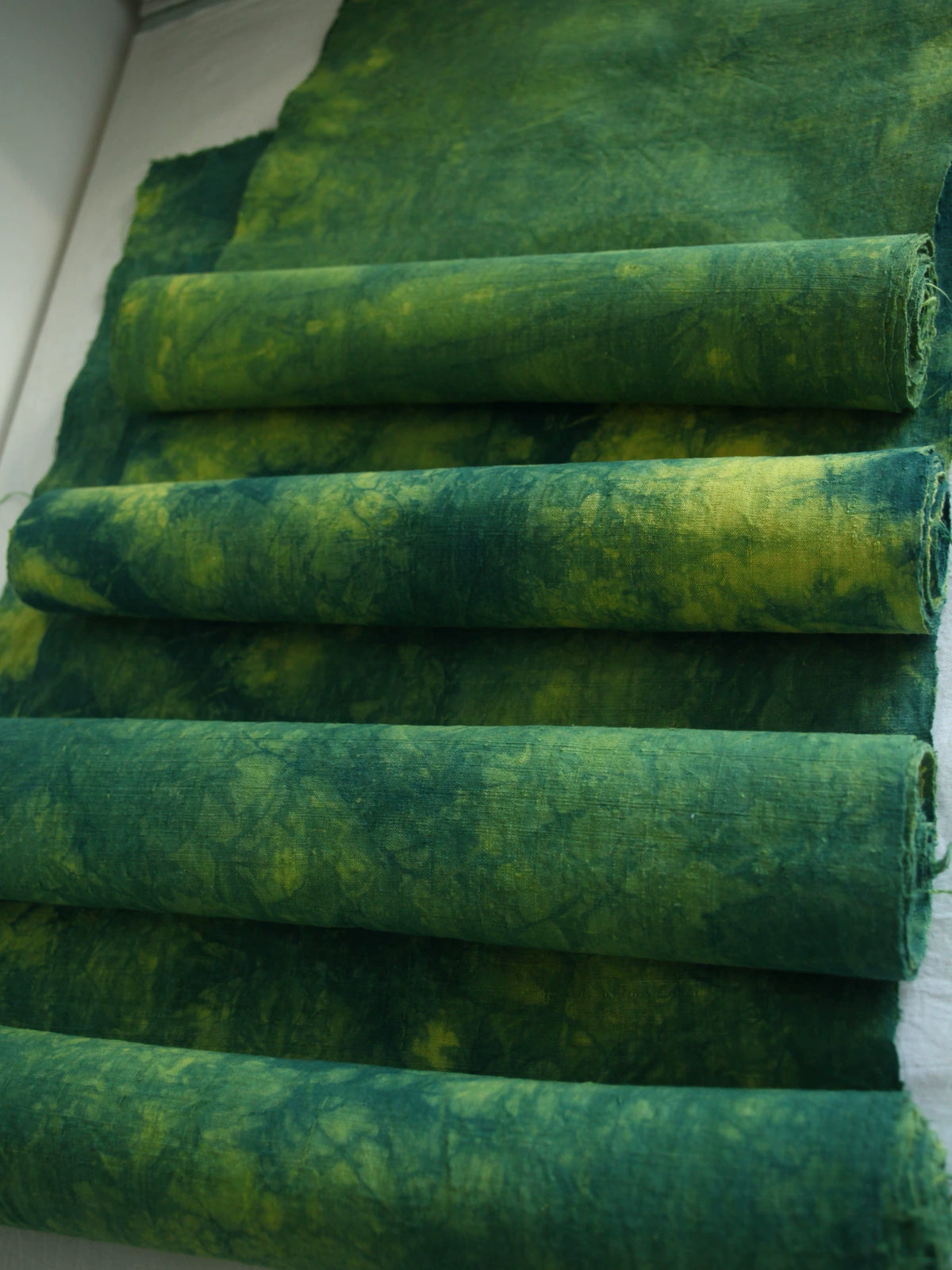 Tessuto di Cotone Tessuto a Mano Giallo Verde