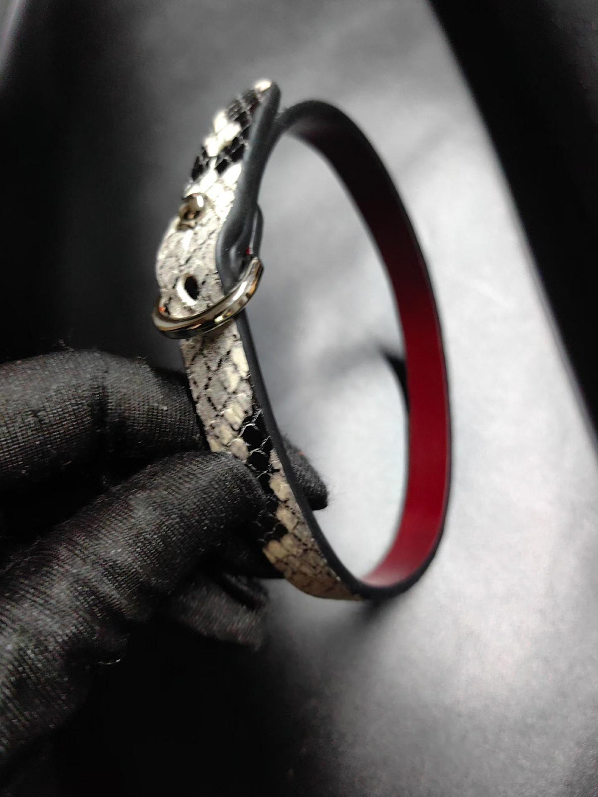 Handcrafted Snakeskin Leather Choker Necklace Bracelet