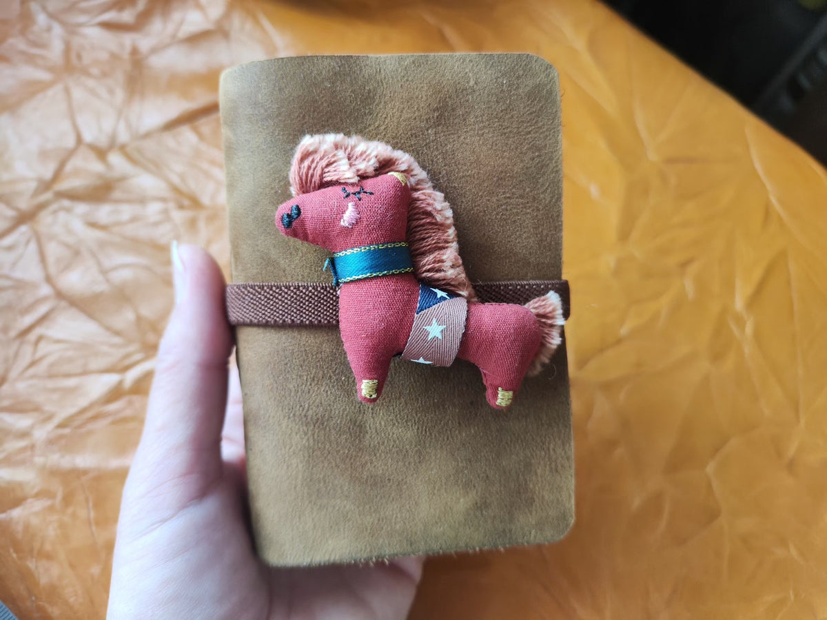 Handmade Leather Notebook with Horse Charm