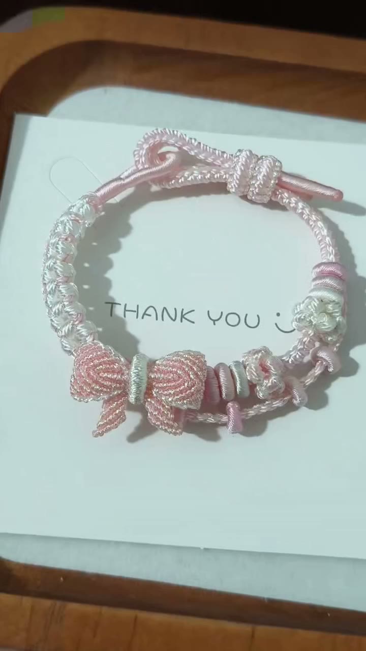 Handwoven Pink White Gradient Bracelet