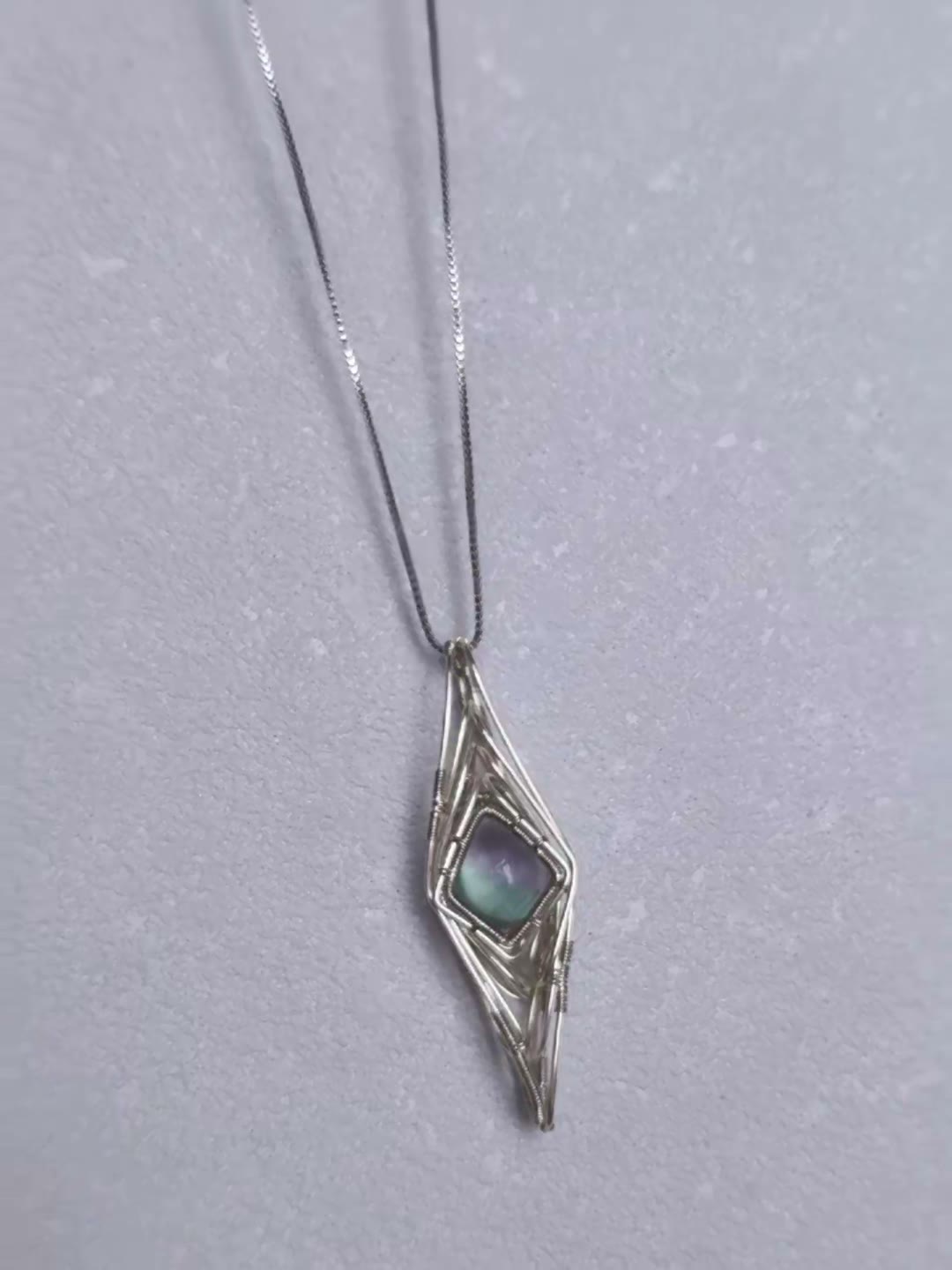 Handmade Wire Wrapped Fluorite Pendant Necklace