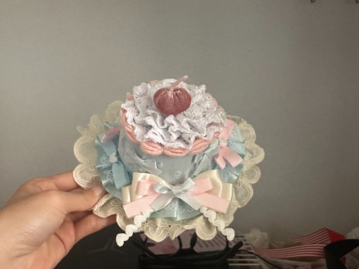 Mini sombrero Lolita de cupcake en azul pastel y rosa