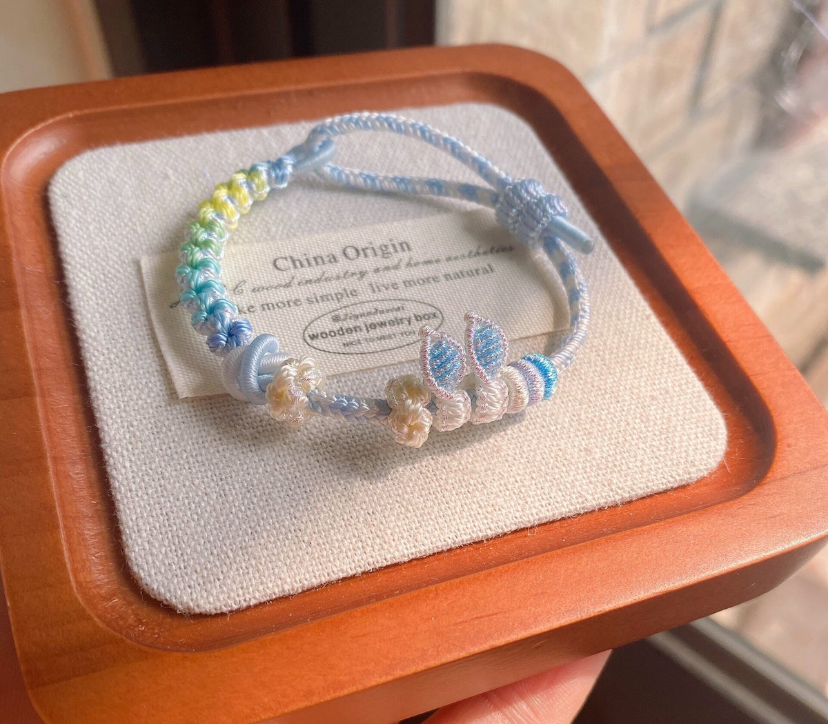 Light Blue Rabbit Ear Woven Bracelet