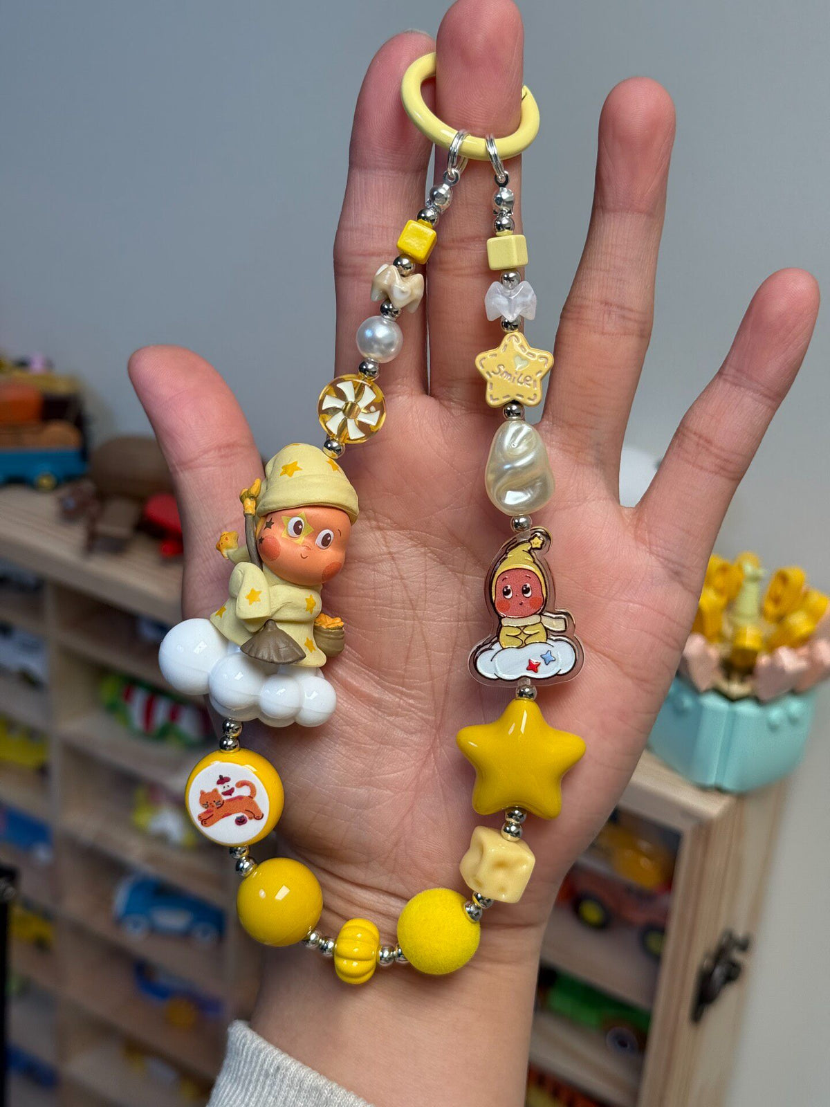 Star Theme Beaded Phone Charm Keychain