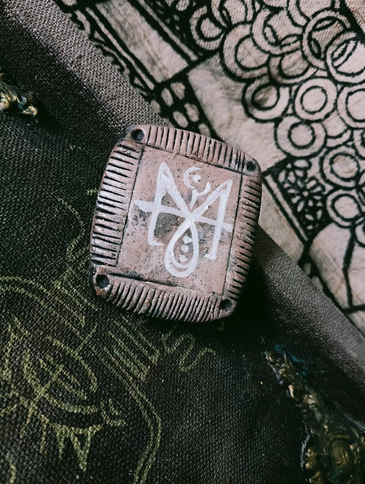 Hand Painted Ancient Totem Pendant Mixed Materials