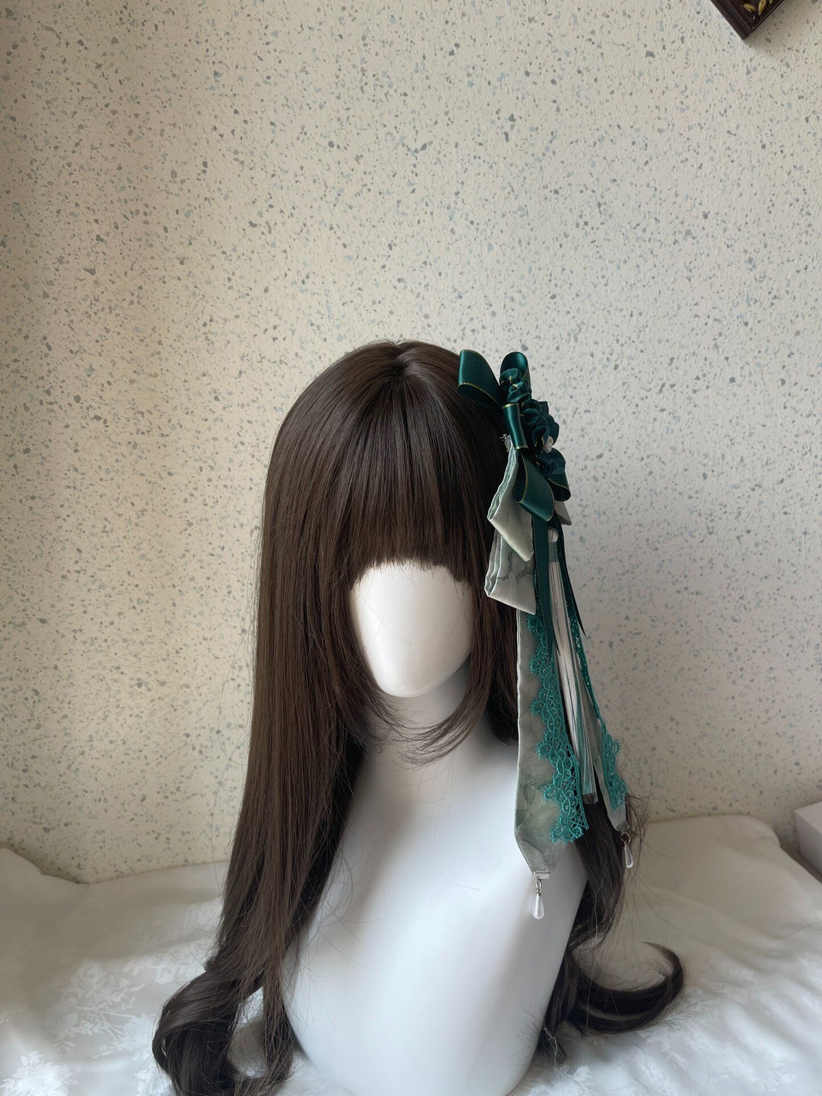 Green Bow Hair Clip with Tassel