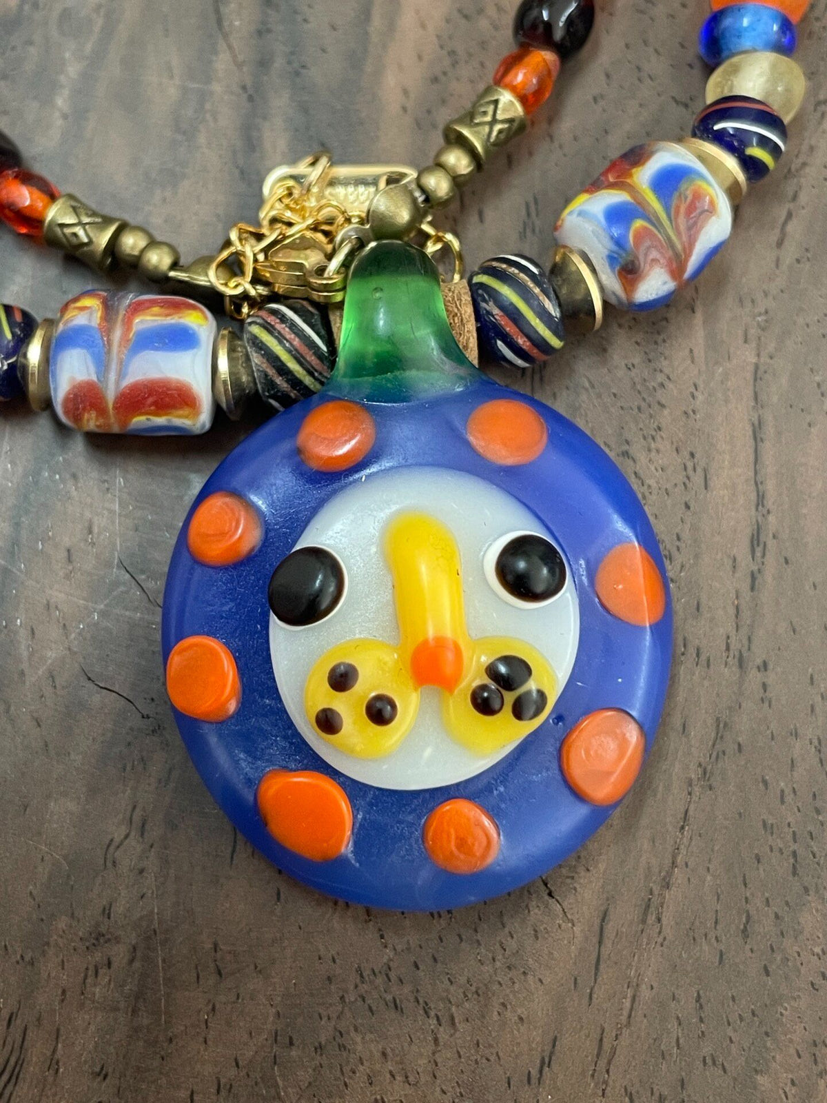 Phoenician Lion Glass Bead Necklace