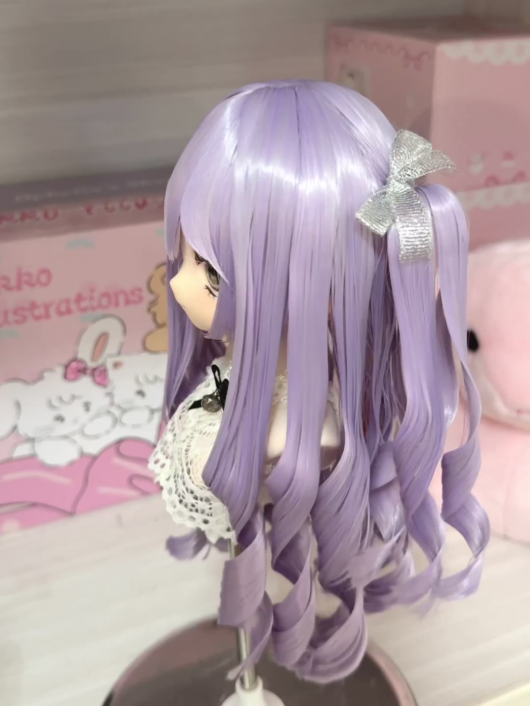 Doll Wig Pastel Lavender Twin Tail