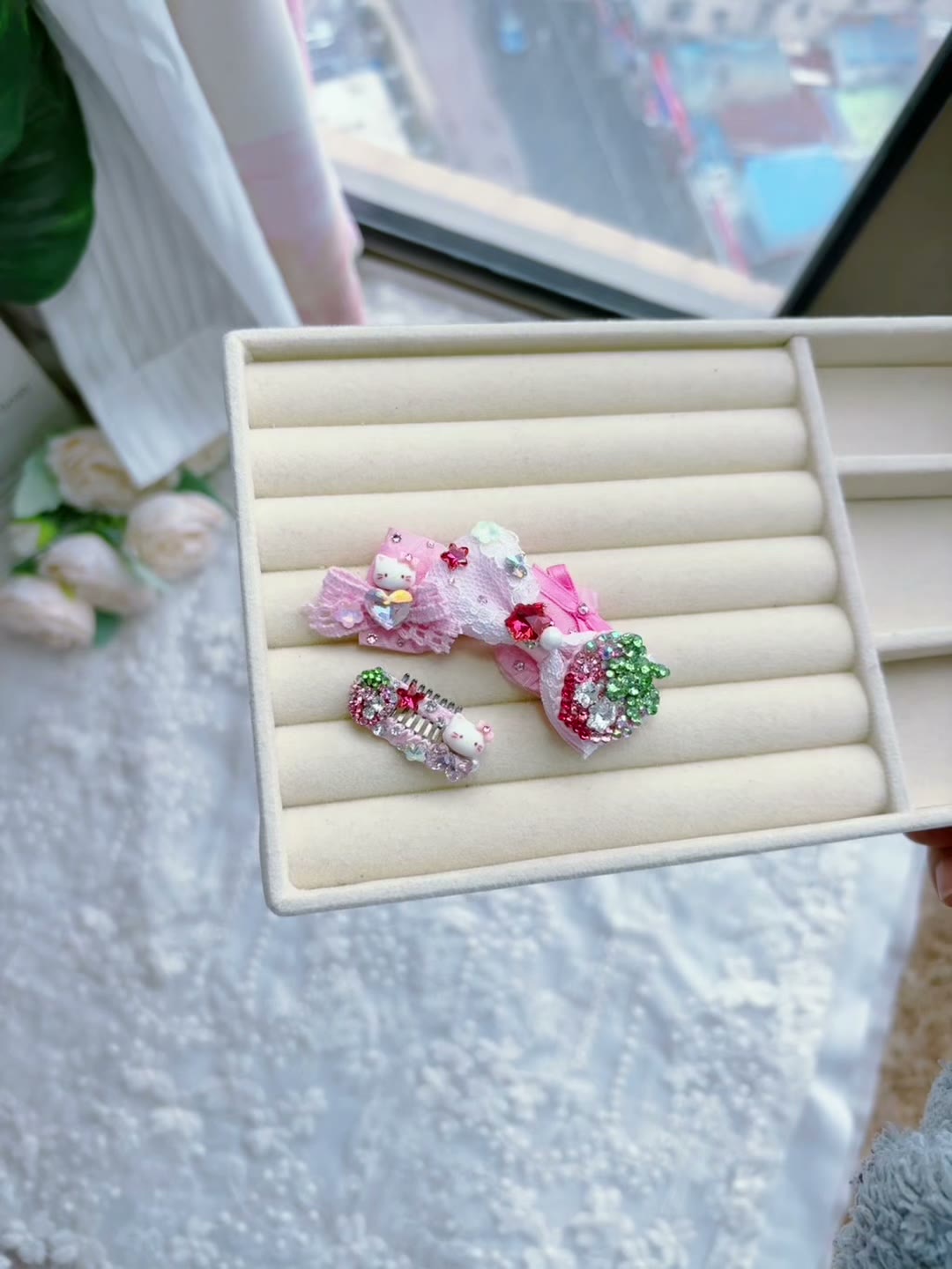 Pink Gradient Frog Pet Hair Clip Set