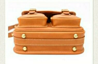 Italian Leather Messenger Bag with Brass Hardware