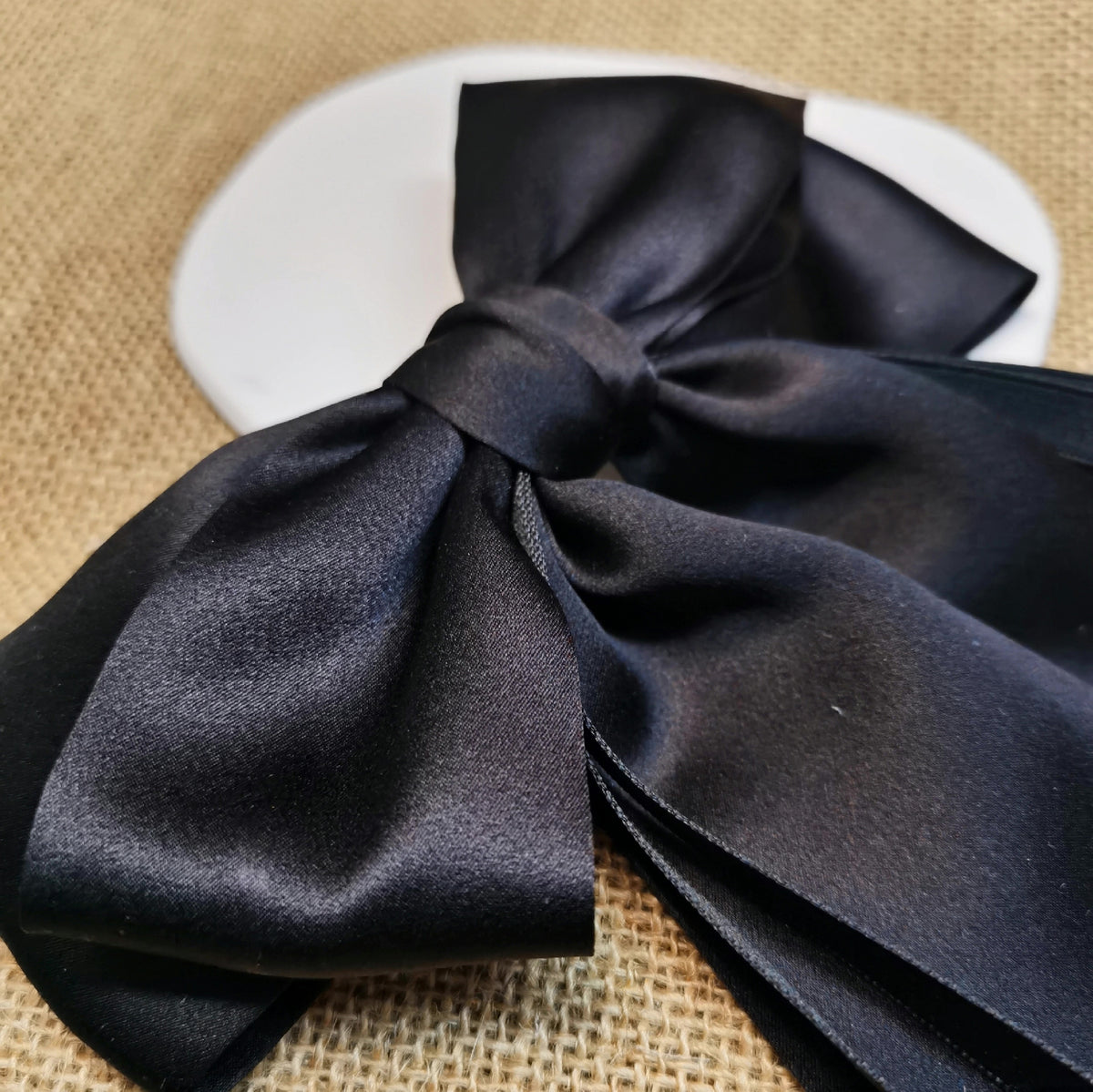 Handcrafted Black Silk Bow Hair Clip