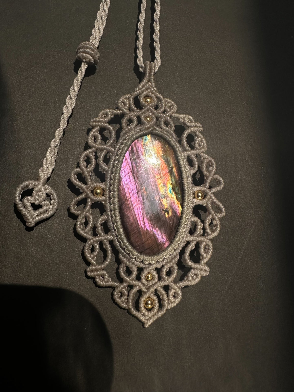 Handmade Labradorite Macrame Pendant Necklace
