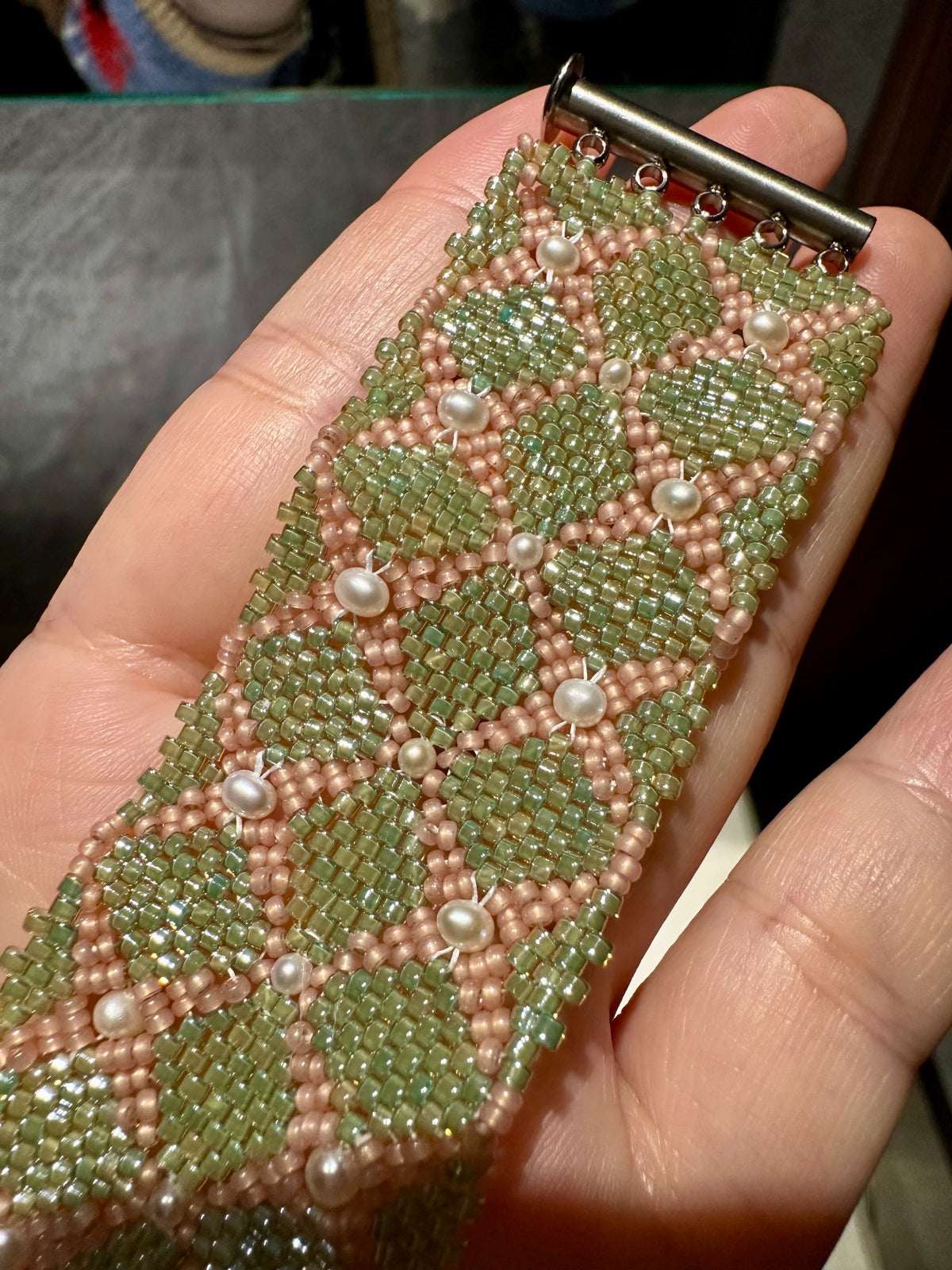 Handcrafted Beaded Bracelet with Natural Pearls