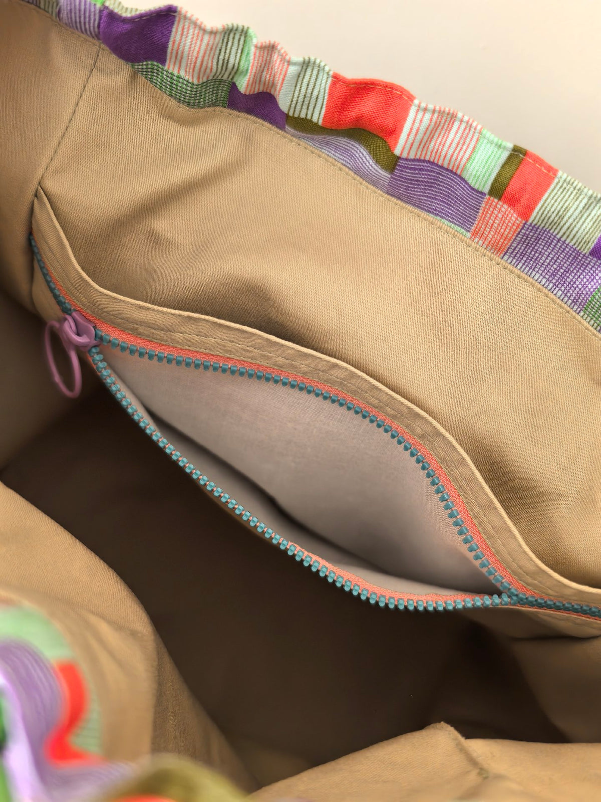 Multicolor Geometric Fabric Backpack